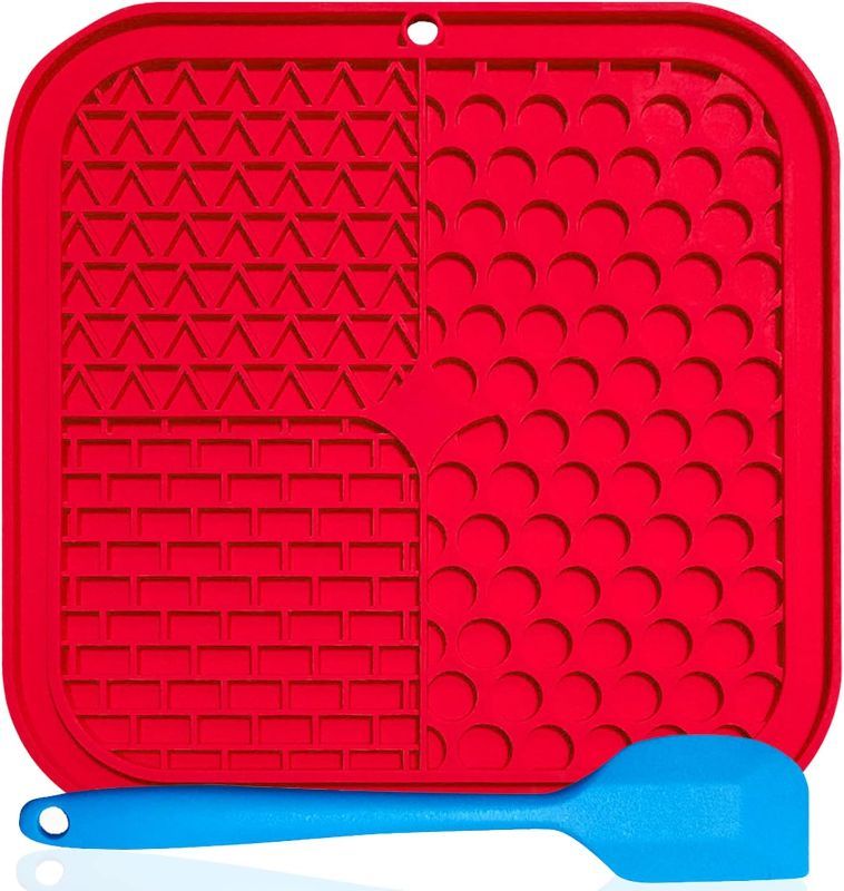 Photo 1 of 2 PACK- Large Lick Mat for Dogs and Cats Food Grade Silicone Dog Lick Mat with Suction Cups for Pet Anxiety Relief Slow Feeder for Dog Boredom Reducer Dog Treat Mat Perfect for Bathing Grooming etc