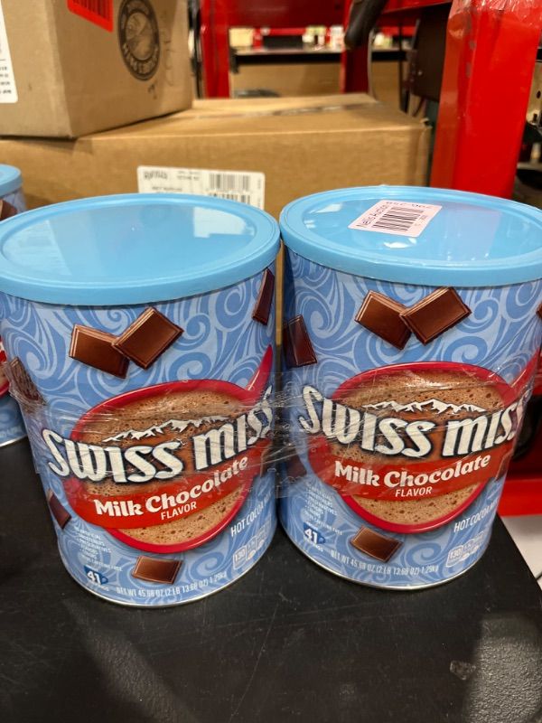Photo 2 of 2 PACK- Swiss Miss Milk Chocolate Flavored Hot Cocoa Mix 45.68 Oz Canister EXP APRIL 3. 2025