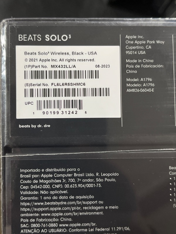 Photo 2 of Beats Solo3 Wireless On-Ear Headphones - Apple W1 Headphone Chip, Class 1 Bluetooth, 40 Hours of Listening Time, Built-in Microphone - Black (Latest Model)- FACTORY SEALED BOX. 