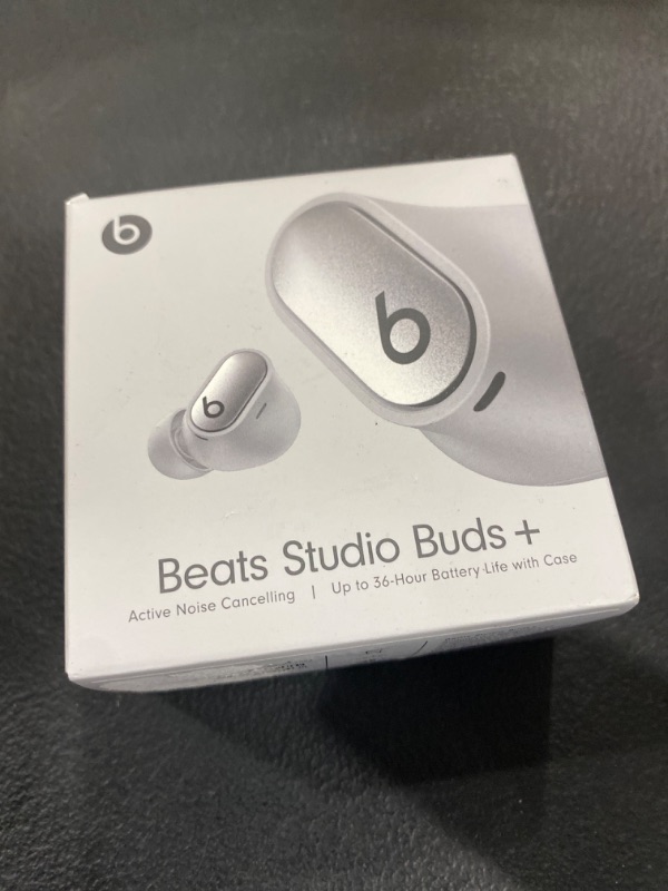 Photo 4 of Beats Studio Buds + | True Wireless Noise Cancelling Earbuds, Enhanced Apple & Android Compatibility, Built-in Microphone, Sweat Resistant Bluetooth Headphones, Spatial Audio - Cosmic Silver Cosmic Silver Studio Buds + Without AppleCare+