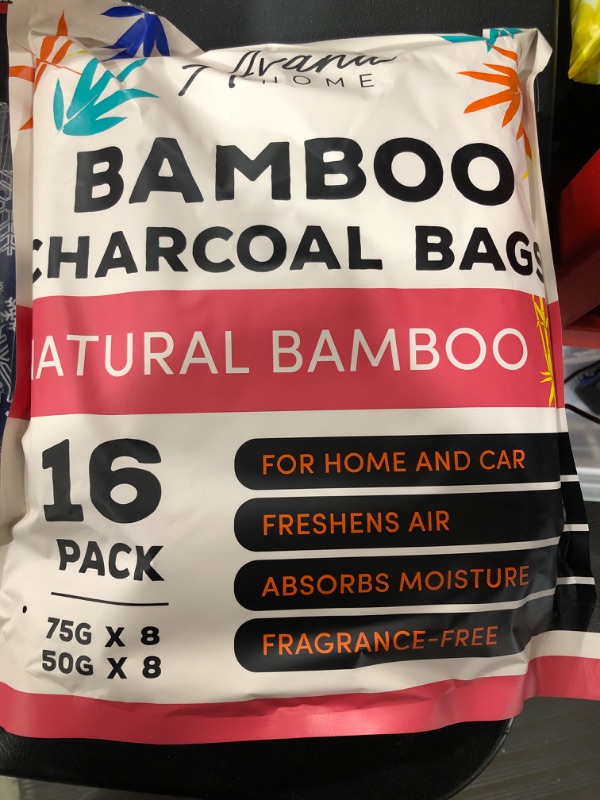 Photo 2 of (16 Pack) Bamboo Charcoal Air Purifying Bag - Charcoal Bags Odor Absorber, for Car, Home & Shoes - Activated Charcoal , Fragrance-Free Odor Eliminator (8x75g, 8x50g)