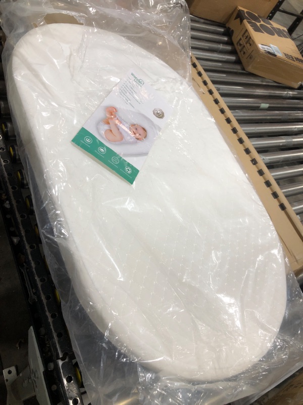 Photo 2 of Baby Bassinet Mattress, Breathable, Hypoallergenic, Premium Foam, Non-Toxic, Oval Shaped with Removal Waterproof Cover,15" x 30" x 2'', White
