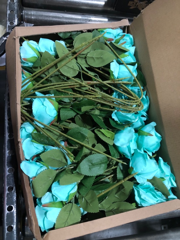 Photo 1 of 50 Pcs Artificial Rose Flower Realistic Silk Roses with Stem Bouquet of Flowers Plastic Flowers Real Looking Fake Roses for Home Wedding Centerpieces Party Decorations 