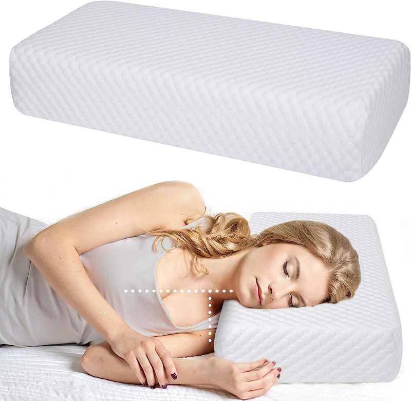 Photo 1 of Cube Memory Foam Pillow Side Sleeper Pillow for Neck and Shoulder Pain(24"x12"x5",Medium), Cooling Bed Pillow for Side Sleeping, Soft and Supportive Cervical Pillow, Square pillow - King, Queen, White
