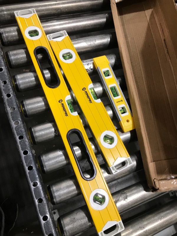 Photo 1 of 3-Piece Spirit Level Set, 9", 16", 24" Measuring Tool with 45°/90°/180° Bubbles, Shock Resistant Bubble Level Tool
