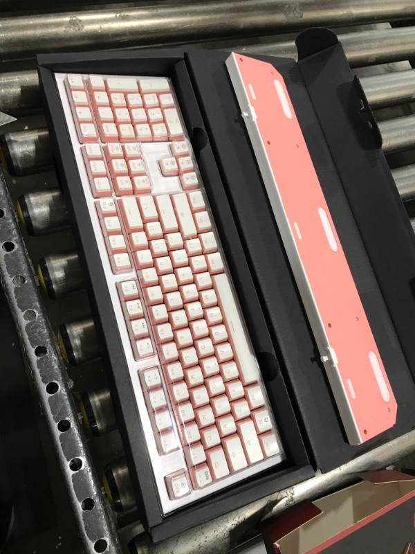 Photo 2 of Hexgears X5 Wireless Mechanical Keyboard with Kaihl Box Switch-Rose Red, Ducky Pink Ribbon Computer Keyboard for Gaming, Typing, Ergonomic 108-key Typewriter Keyboard with Wrist Rest Kaihl Box Switch-Rose Red Pink Ribbon