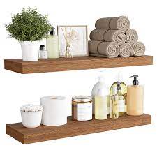 Photo 1 of BAMEOS Floating Shelf, 24x6 Wall Shelf,Decor Wall Mounted Shelves,Hanging Shelf Set for Bathroom Kitchen Living,Kitchen,Room Bedroom Storage,American Oak
