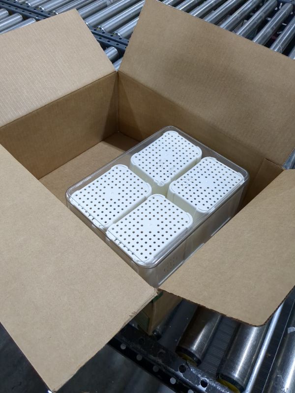 Photo 1 of Airtight Fruit Storage Containers for Fridge with Lids & Handle, Refrigerator Organizer Bins, with 4 Removable Colanders, Food, Vegetable Fresh Produce Saver 4 Colanders