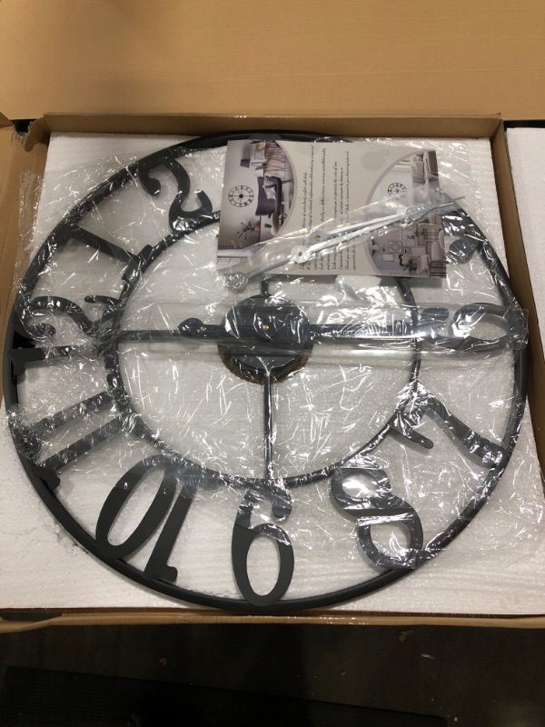 Photo 1 of **BROKEN, FINAL SALE, FOR DISPLAY ONLY** LEIKE Large Wall Clock - 24 Inch Retro Farmhouse Silent Non-Ticking Battery Operated Indoor Outdoor Oversized 