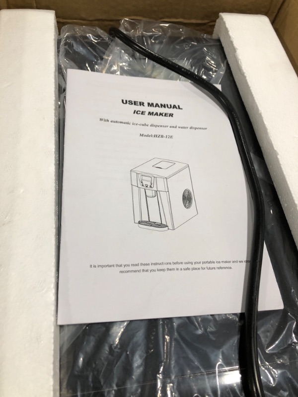 Photo 3 of 10 in. 44 lbs. Portable Ice Maker in Black, 2 Size Nugget Ice and Bullet Ice, Auto Shut-Down, Also for Water Dispenser