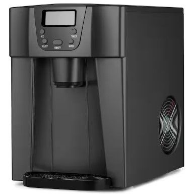 Photo 1 of 10 in. 44 lbs. Portable Ice Maker in Black, 2 Size Nugget Ice and Bullet Ice, Auto Shut-Down, Also for Water Dispenser