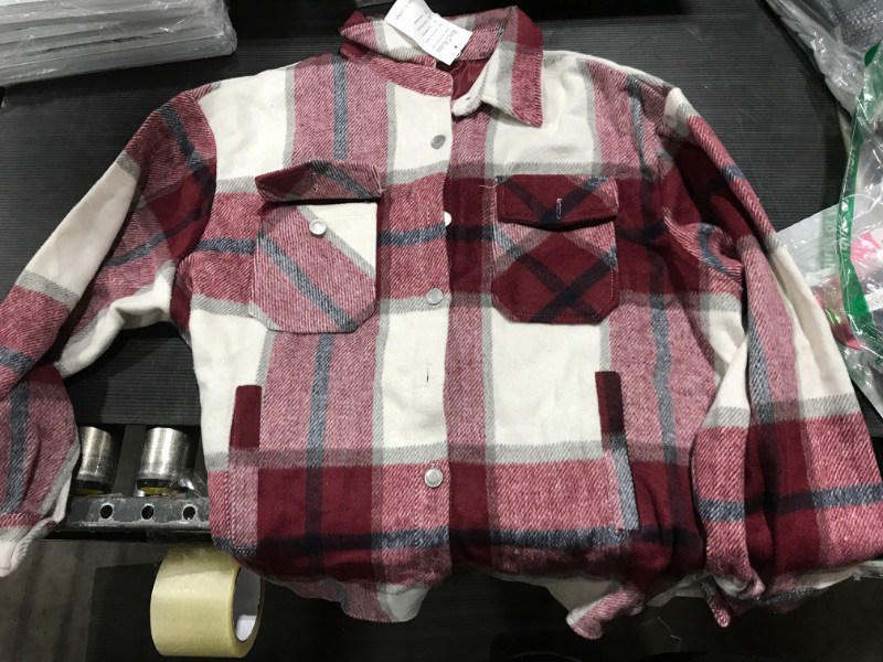 Photo 1 of Casual Plaid Shacket Long Sleeve Button Down Lapel Pocketed Jacket Shacket --- size  large