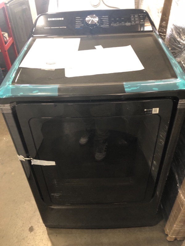 Photo 1 of Samsung 7.4-cu ft Reversible Side Swing Door Steam Cycle Smart Gas Dryer (Brushed Black)
