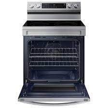 Photo 1 of Samsung 30-in Glass Top 5 Elements 6.3-cu ft Self-Cleaning Air Fry Convection Oven Freestanding Smart Electric Range (Fingerprint Resistant Stainless Steel)
