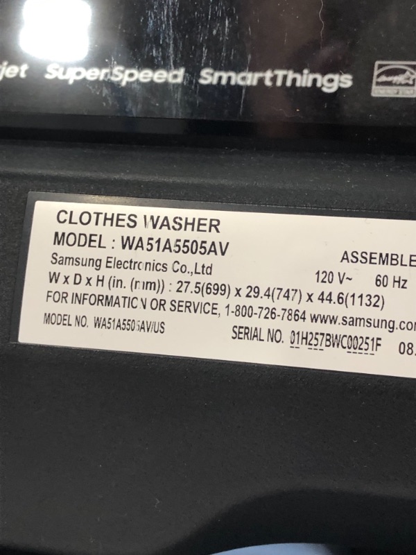 Photo 7 of Samsung 5.1 cu. ft. Smart Top Load Washer with ActiveWave Agitator and Super Speed Wash - Brushed Black
