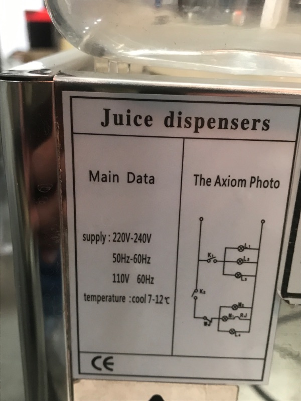 Photo 2 of **INCOMPLETE**VEVOR Commercial Beverage Dispenser, 14.25 Gal, 18L 3 Tanks Ice Tea Drink Machine, 680W 304 Stainless Steel Juice Dispenser with 41?-53.6? Thermostat Controller, for Cold Drink Restaurant Hotel Party