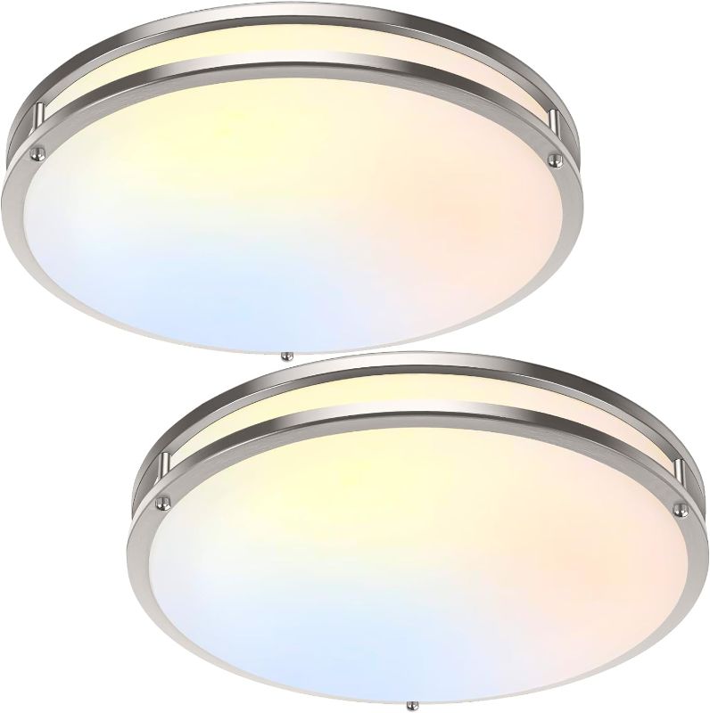 Photo 1 of 50W 5600lm Bright LED Ceiling Lights Matte Black, 16Inch Large Flush Mount Ceiling Light Fixture