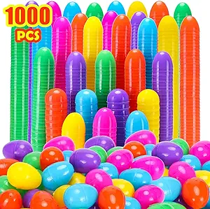 Photo 3 of 1000 Easter Eggs, 2.4'' Fillable Plastic Easter Eggs Empty for Hunt, Basket Stuffers Fillers, Theme Party Favor Decoration, Classroom Prize Supplies