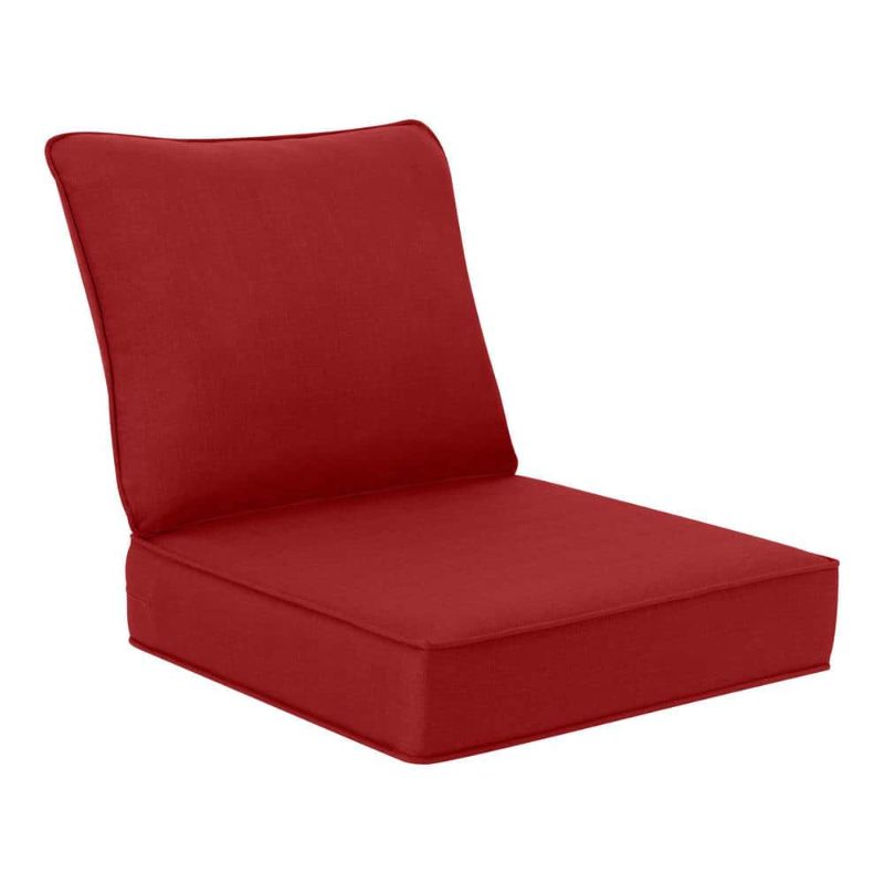 Photo 1 of 24 in. X 24 in. Two Piece Deep Seating Outdoor Lounge Chair Cushion in Chili
