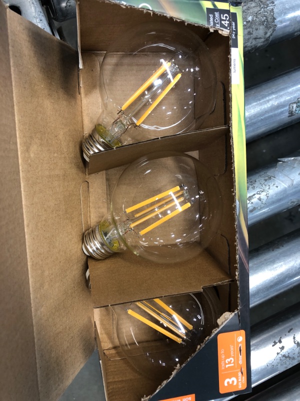 Photo 2 of 100-Watt Equivalent G25 E26 Dimmable Filament CEC 90 CRI Clear Glass LED Light Bulb, Soft White 2700K (3-Pack)