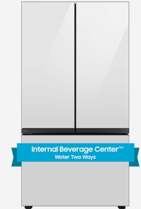 Photo 1 of Samsung Bespoke 30.1-cu ft Smart French Door Refrigerator with Dual Ice Maker and Door within Door (White Glass- All Panels) ENERGY STAR