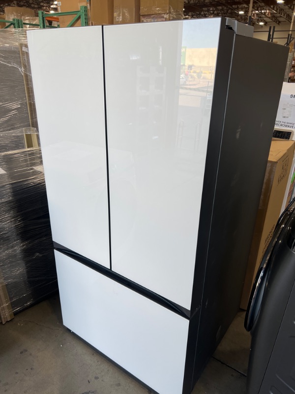 Photo 2 of Samsung Bespoke 30.1-cu ft Smart French Door Refrigerator with Dual Ice Maker and Door within Door (White Glass- All Panels) ENERGY STAR
