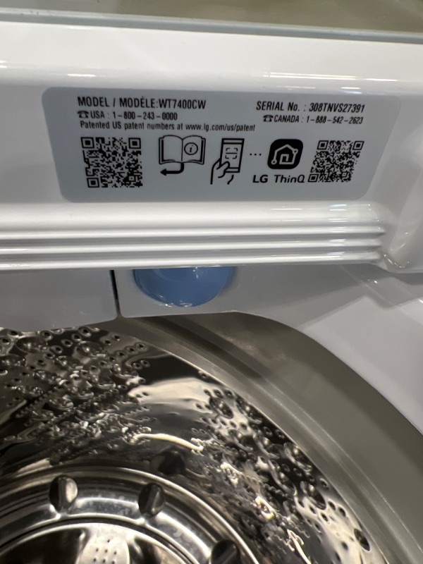 Photo 2 of LG TurboWash3D 5.5-cu ft High Efficiency Impeller Smart Top-Load Washer (White) ENERGY STAR