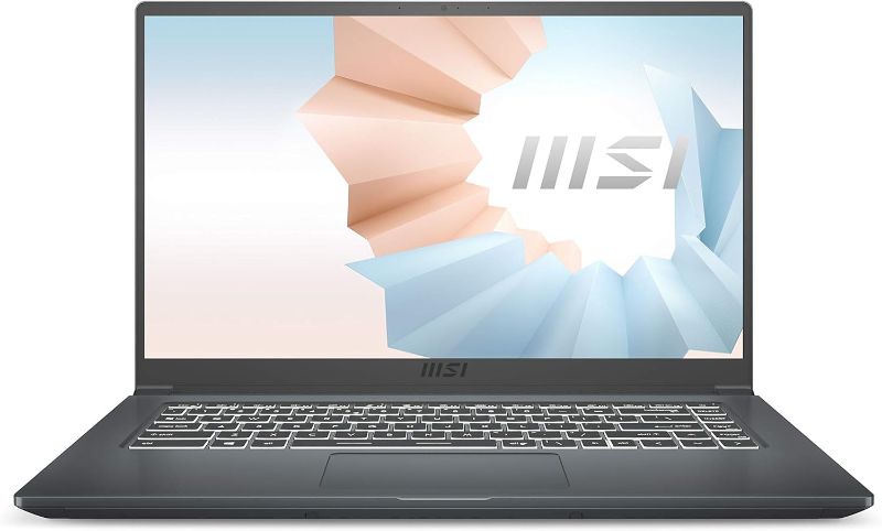 Photo 1 of MSI Modern 15 Professional Laptop: 15.6" IPS-Level Thin Bezel Display, Intel Core i7-1165G7, NVIDIA GeForce MX450, 16GB RAM, 512GB NVMe SSD, Thunderbolt 4, Win10 PRO, Carbon Gray (A11SB-220)
