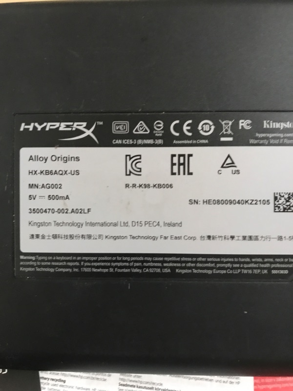 Photo 1 of HyperX Alloy Origins - Mechanical Gaming Keyboard, Software-Controlled Light & Macro Customization, Compact Form Factor, RGB LED Backlit - Tactile HyperX Aqua Switch,Black Black Full Size HyperX Aqua Keyboard
