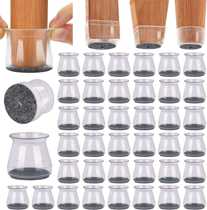 Photo 1 of 40 Pack Chair Leg Floor Protectors Furniture Sliders for Hardwood Floors Pads Silicone BUMACO (Universal Small Clear Fit 0.9"-1.29")
