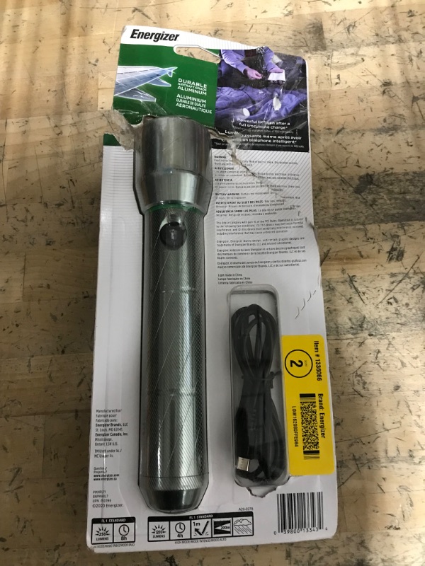 Photo 1 of Energizer Vision HD Rechargeable Metal LED FlashLight Silver