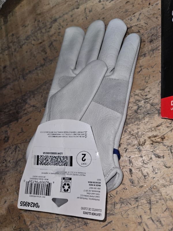 Photo 2 of (SEE NOTES) Project Source Small Off-white Leather Construction Gloves, (1-Pair)
