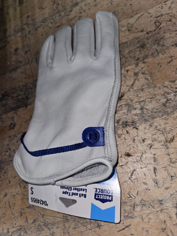 Photo 3 of (SEE NOTES) Project Source Small Off-white Leather Construction Gloves, (1-Pair)
