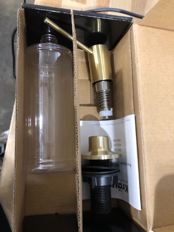 Photo 2 of * used * 
KRAUS Boden Kitchen Soap and Lotion Dispenser in Brushed Brass, KSD-53BB