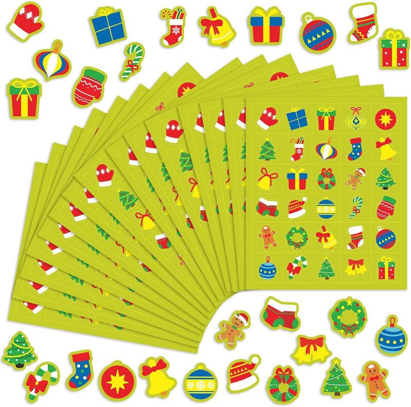 Photo 1 of 600 Pcs Christmas Santa Stickers Snowman Stickers Dazzle Snowflakes for Kids Colorful Lights Gingerbread Men Trees Stickers for Teachers Christmas Winter Classroom Party (Gingerbread Man Style) 2 packs