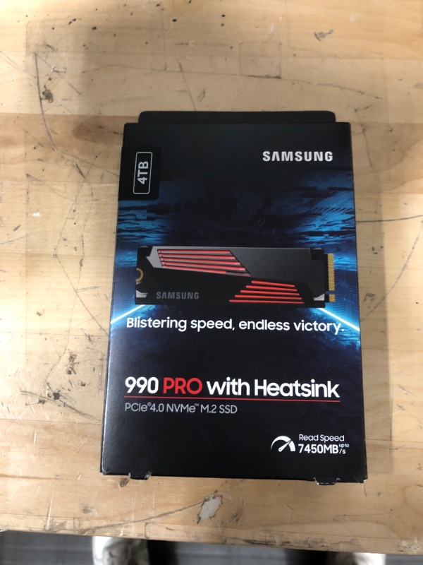 Photo 2 of SAMSUNG 990 PRO w/Heatsink SSD 4TB, PCIe Gen4 M.2 2280 Internal Solid State Hard Drive, Seq. Read Speeds Up to 7,450MB/s for High End Computing, Workstations, Compatible w/Playstation 5, MZ-V9P4T0CW 990 PRO w/Heatsink 4TB