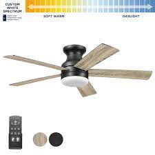 Photo 1 of ****PARTS ONLY****Harbor Breeze Crestwell 52-in Matte Black Color-changing Indoor Flush Mount Ceiling Fan with Light and Remote (5-Blade)
