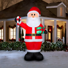 Photo 1 of 12 Ft GIANT SANTA CLAUS HOLDING CANDY CANE Christmas Lighted Yard Inflatable
