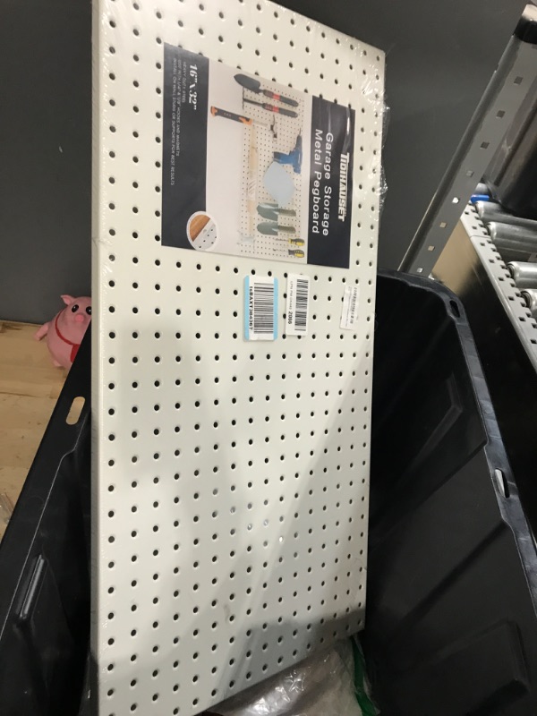 Photo 2 of TIDIHAUSET Pegboard Wall Organizer Panels, Mount Display Pegboard Wall?32 * 16Inch Pegboard Wall Organizer?Shelves and Pegboard Bins for Kitchen Living Room Bathroom Office (White) white03 32*16inch