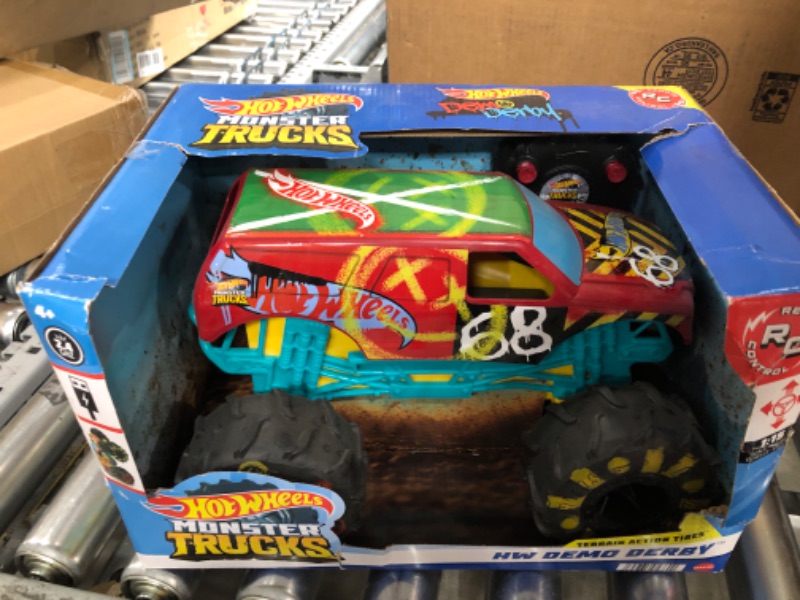 Photo 2 of ?Hot Wheels RC Monster Trucks 1:15 Scale HW Demo Derby, 1 Remote-Control Toy Truck with Terrain Action Tires, Toy for Kids 4 Years Old & Older HW DEMO DERBY RC