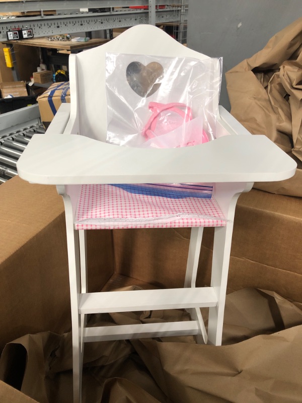 Photo 2 of Badger Basket White Doll High Chair with Plate, Bib, and Spoon (fits American Girl dolls)