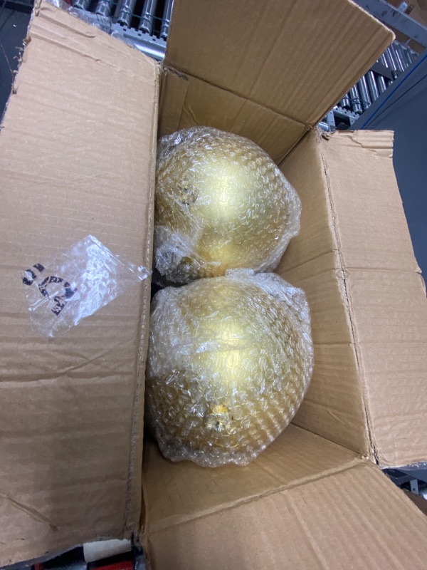 Photo 2 of 4 Pcs Large Christmas Ball Ornaments Giant Commercial Grade Plastic Christmas Ball Hanging Decorations 8'' (200 Mm) for Outdoor Holiday Party Decors Christmas Tree (Candy Gold)