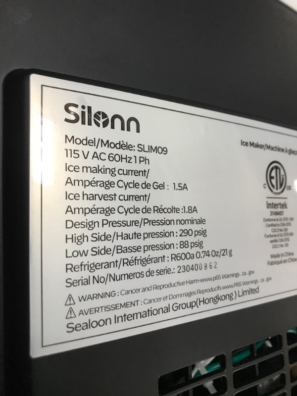 Photo 5 of * used * functional * see images * 
Silonn Countertop Ice Maker, 9 Cubes Ready in 6 Mins, 26lbs in 24Hrs, Self-Cleaning Ice Machine