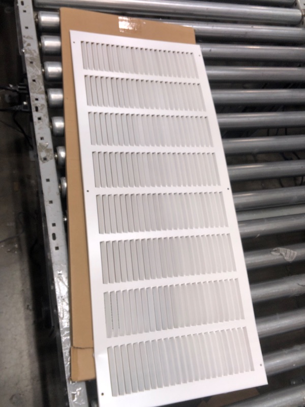 Photo 2 of 32" x 12" Return Air Grille - Sidewall and Ceiling - HVAC Vent Duct Cover Diffuser - [White] [Outer Dimensions: 33.75w X 13.75" h] 32 x 12 White