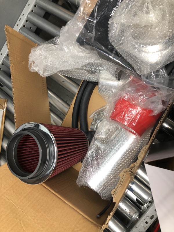 Photo 3 of Cold Air Intake for F150 / Expedition 1997 1998 1999 2000 2001 2002 2003, F250 1997 1998 1999, Navigator 1998 1999, 4" High Flow Red Aluminum Cold Air Intake Filters System Kits