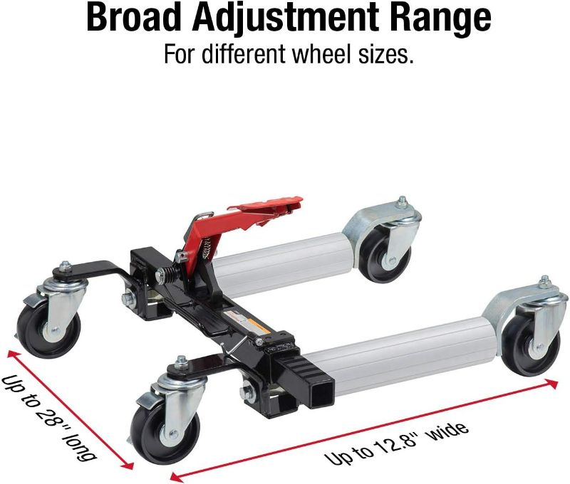 Photo 4 of (READ NOTES) Sunex 1500-Pound Wheel Dolly & Wen 73017T 3000-Pound Capacity Vehicle Dollies with Brakes, Two Pack, Black Wheel Dolly + Vehicle Dollies (PARTS ONLY) 