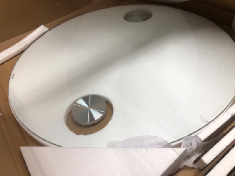 Photo 1 of OIOG Glass Round End Table, Living Room Side Table for Small Space, Modern End Table with Tempered Glass Tabletop, Contemporary Side End Table, Chrome Finish