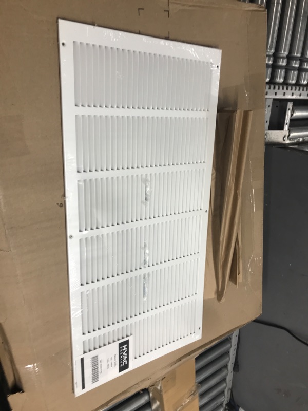 Photo 2 of 30"w X 14"h Steel Return Air Grilles - Sidewall and Ceiling - HVAC Duct Cover - White [Outer Dimensions: 31.75"w X 15.75"h] 30 X 14 White