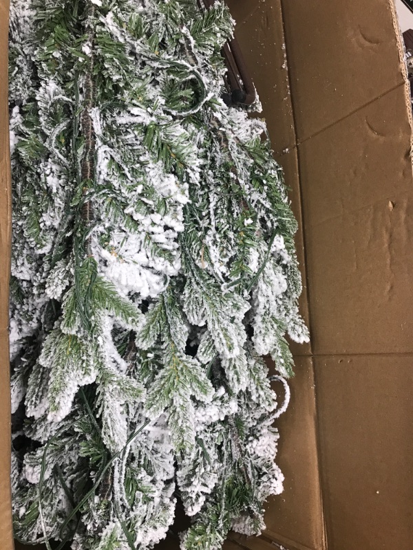 Photo 1 of [ Very Thick & Realistic Feel ] 6.5 Feet Pre-Lit Snow Flocked Aspen Artificial Christmas Tree, 1111 Branch Snowy Tips, 400 Warm Lights,Heavily Flocked, Metal Stand and Hinged Branches Xmas Decor