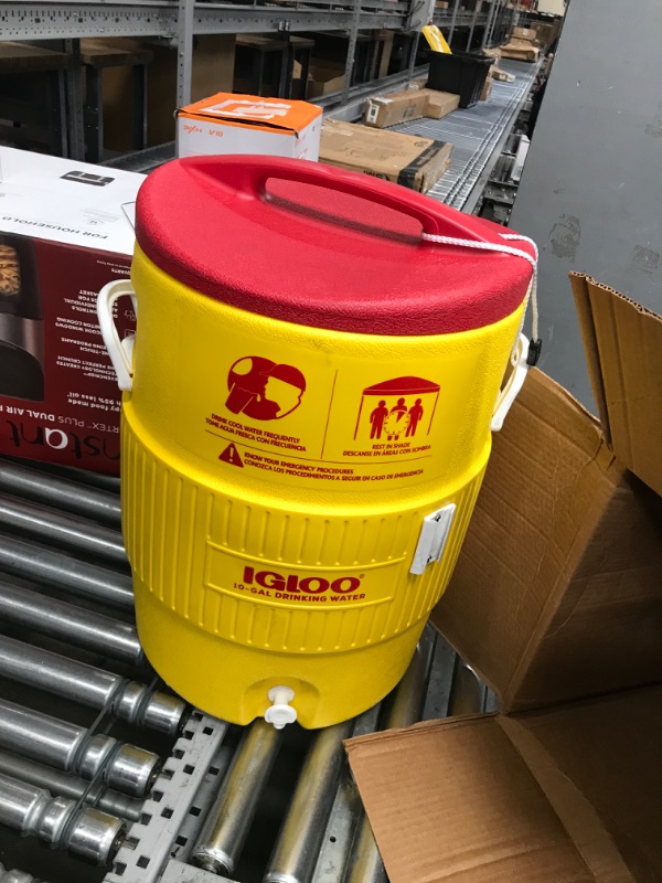 Photo 2 of Igloo 10 gallon Industrial Beverage Cooler , Yellow/Red/White